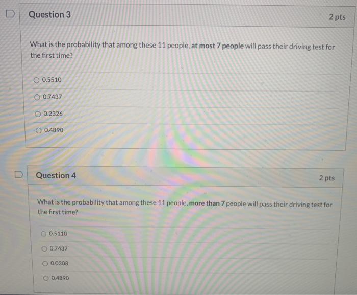 Solved In one city, the probability that a person will pass | Chegg.com
