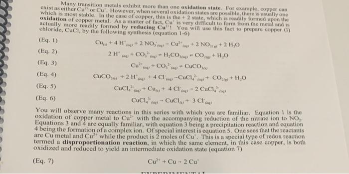 Solved Many Transition Metals Exhibit More Than One