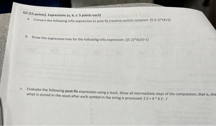Solved Q3 [15 points]. Expressions (a, b, c: 5 points each) | Chegg.com