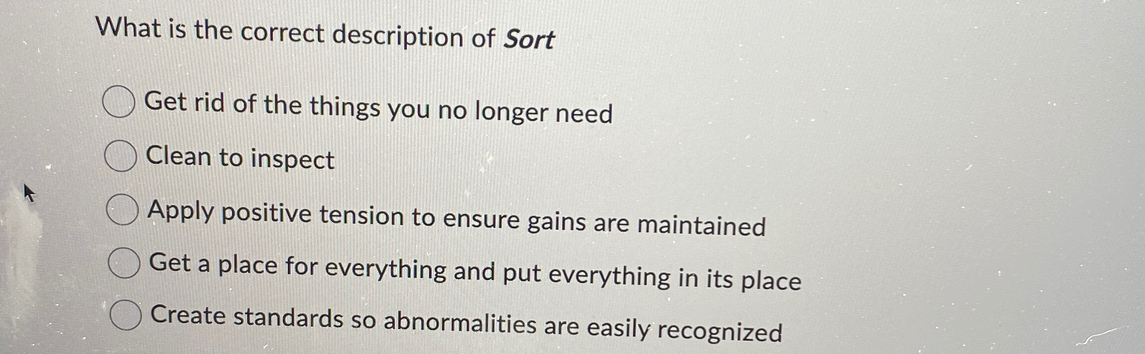Solved What is the correct description of SortGet rid of the | Chegg.com