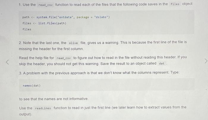 1. Use the read_csv function to read each of the | Chegg.com