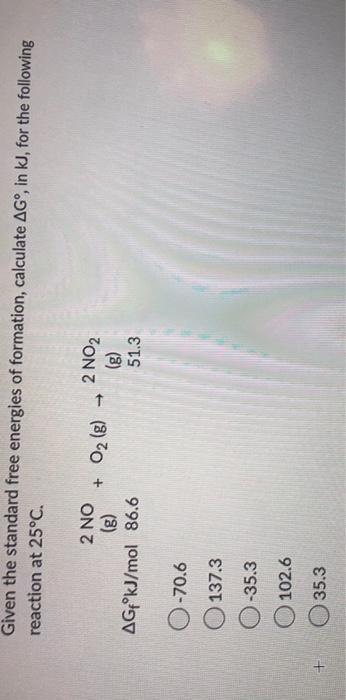 Solved Given the standard free energies of formation, | Chegg.com
