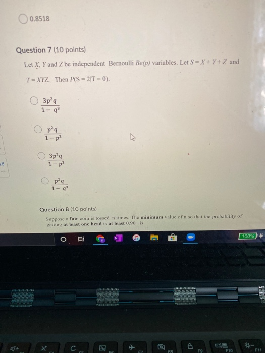 Solved 0.8518 Question 7 (10 Points) Let X, Y And Z Be | Chegg.com