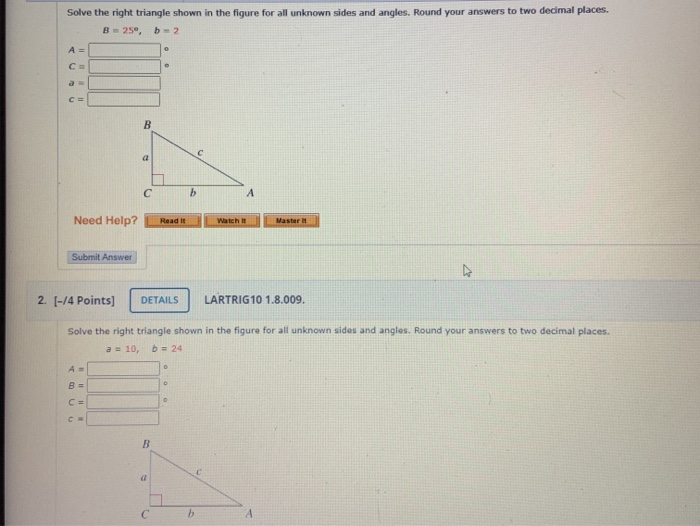 Solved Solve the right triangle shown in the figure for all | Chegg.com