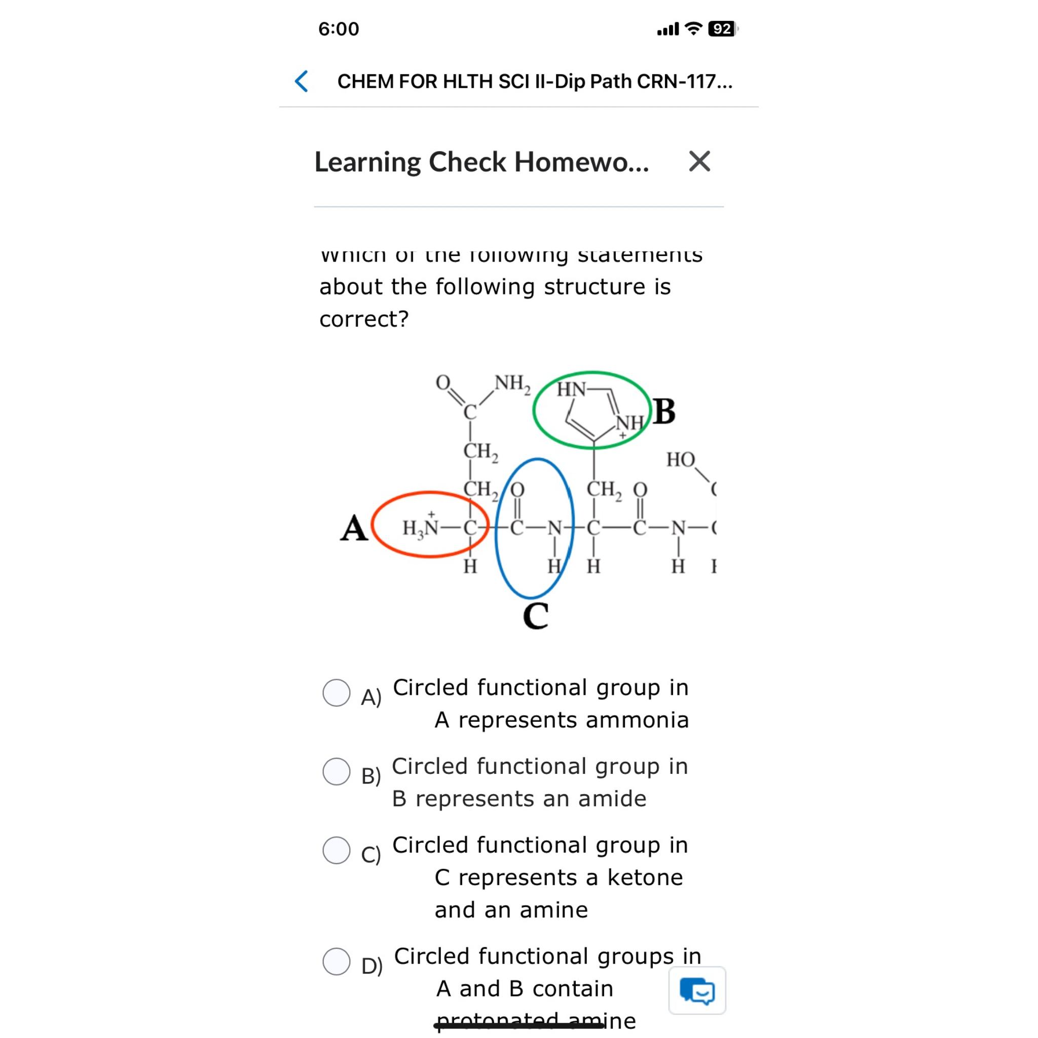 Solved 6:00.11) 92CHEM FOR HLTH SCI II-Dip Path | Chegg.com