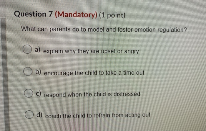 Solved Question 7 (Mandatory) (1 point) What can parents do | Chegg.com