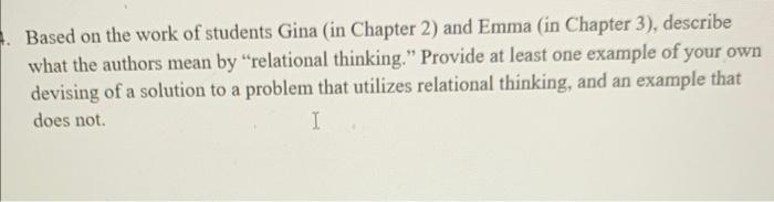 Solved Based on the work of students Gina (in Chapter 2) and | Chegg.com