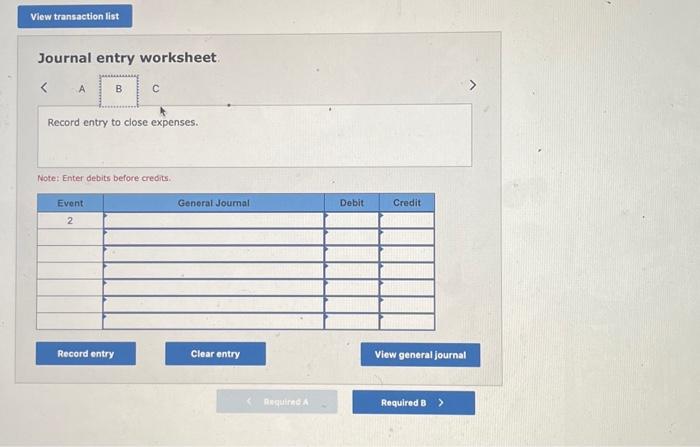 Solved Journal Entry Worksheet. Record Entry To Close | Chegg.com