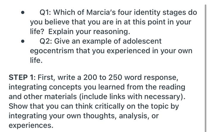 marcia's four stages of identity development