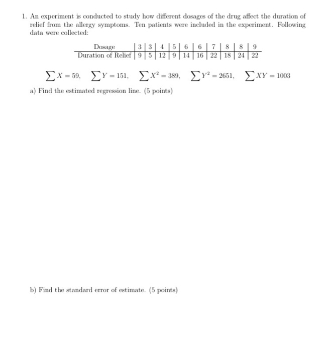 Solved 1. An experiment is conducted to study how different | Chegg.com