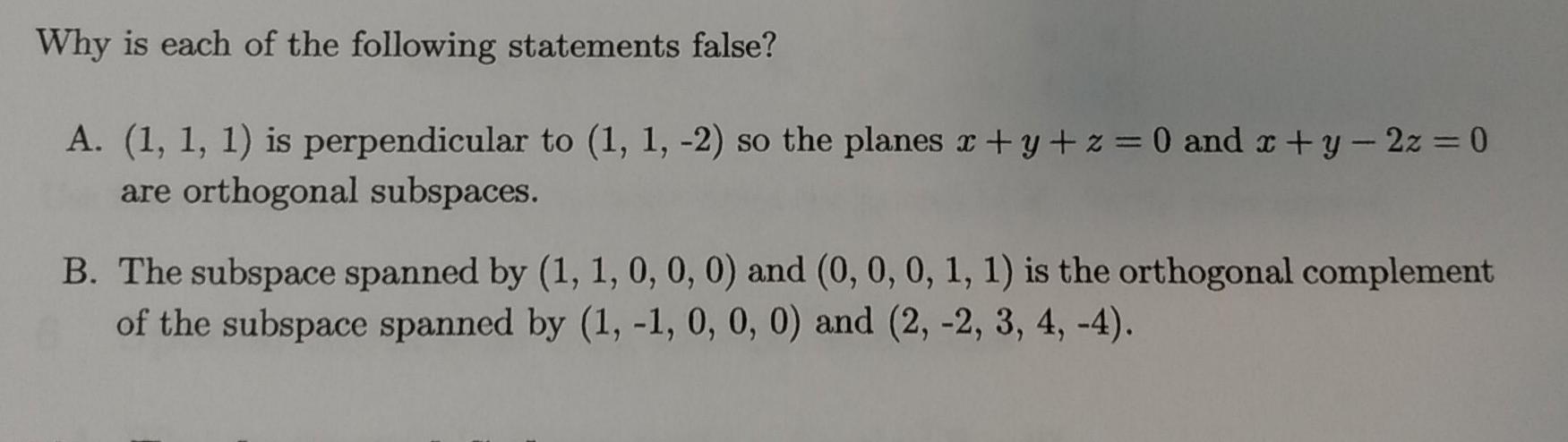 Solved Why Is Each Of The Following Statements False? A. (1, | Chegg.com