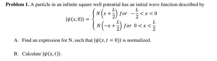 Solved ∣ψ(x,0) ={N(x+2L) for −2L | Chegg.com