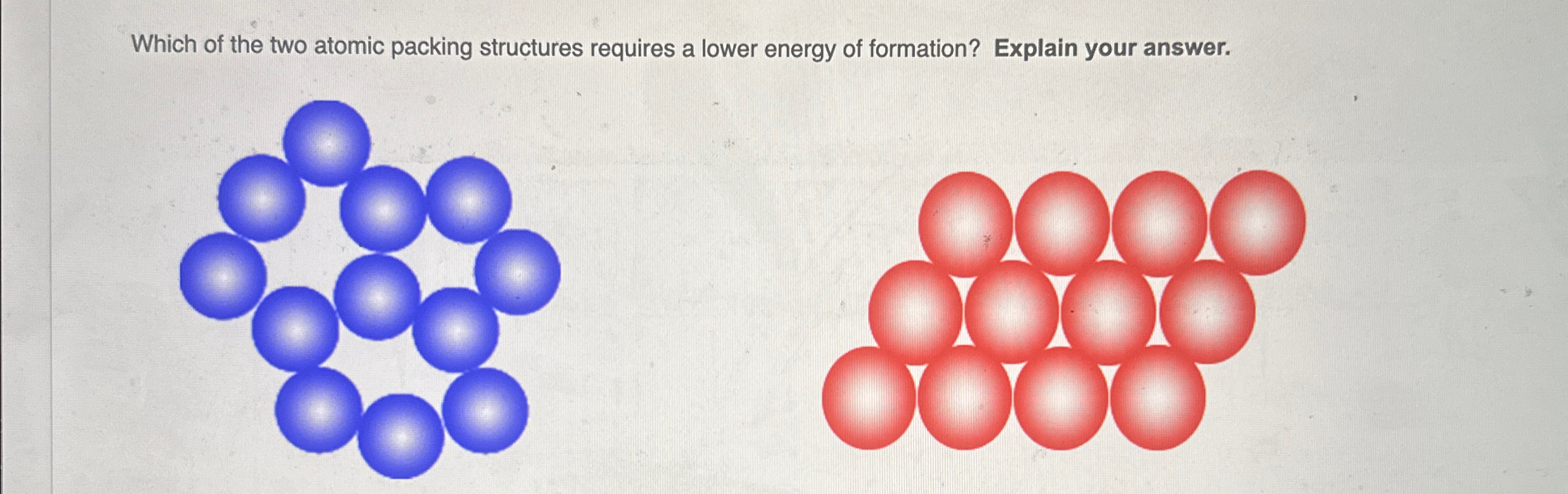 Solved Which of the two atomic packing structures requires a | Chegg.com