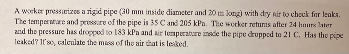 Solved A worker pressurizes a rigid pipe (30 mm inside | Chegg.com