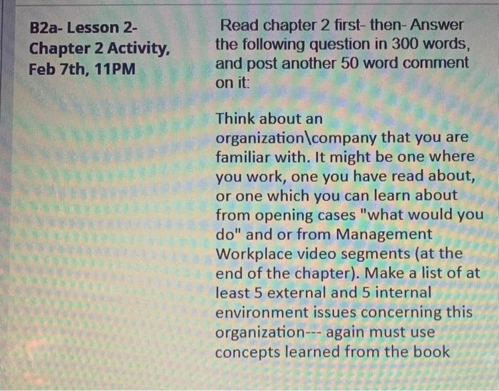 Solved B2a-Lesson 2- Chapter 2 Activity, Feb 7th, 11PM Read | Chegg.com