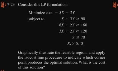 Solved =7−23 Consider this LP formulation: Minimize cost = | Chegg.com
