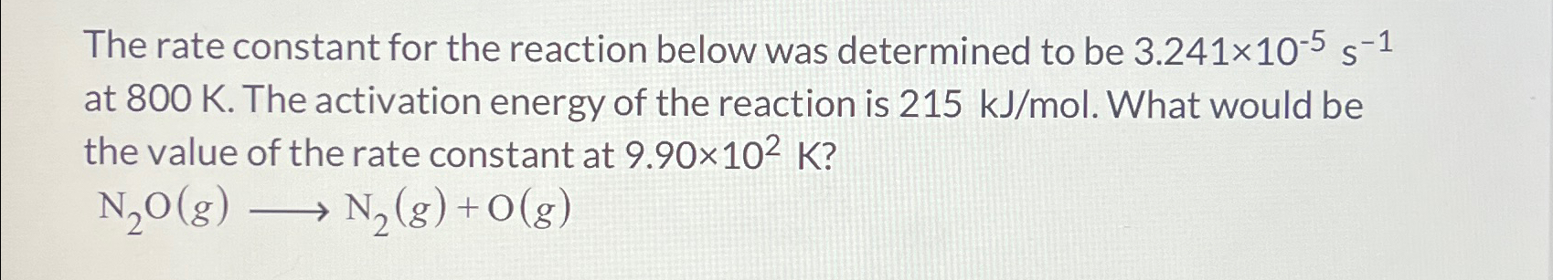 Solved The rate constant for the reaction below was | Chegg.com