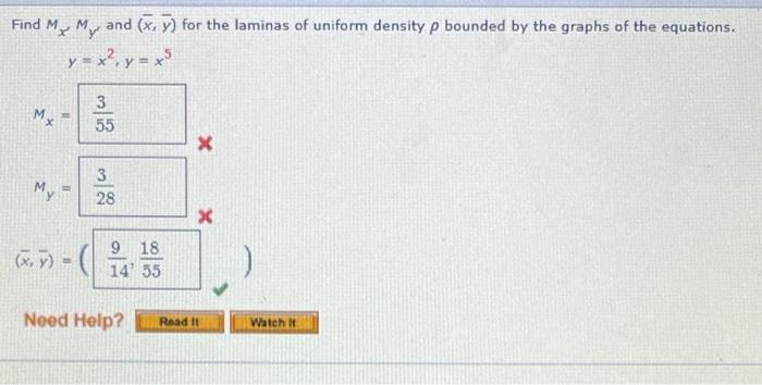 Solved Find M IMx My and (x, y) for the laminas of uniform | Chegg.com