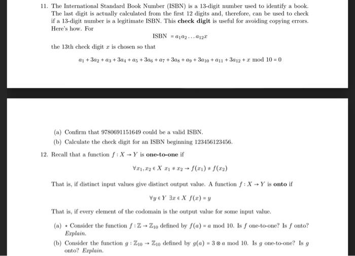 Solved 11. The International Standard Book Number (ISBN) is | Chegg.com