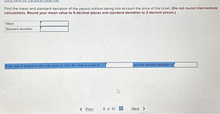 Find the mean and standard deviation of the payout | Chegg.com