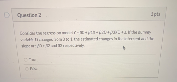 regression loss can't decrease · issue #662 ·... Solved Question 2 1 pts Consider the regression model Y = | Chegg.com