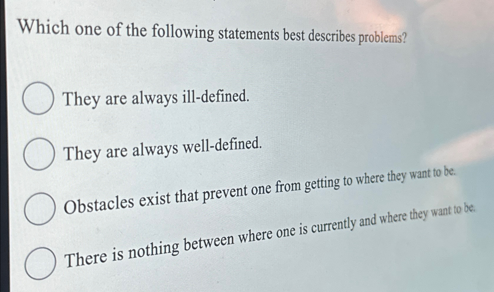 Solved Which one of the following statements best describes | Chegg.com