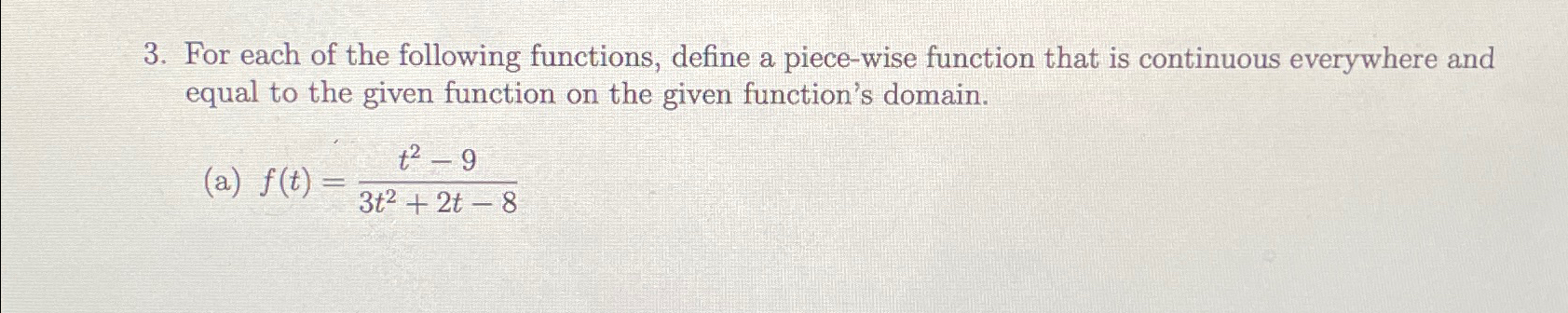 Solved For each of the following functions, define a | Chegg.com