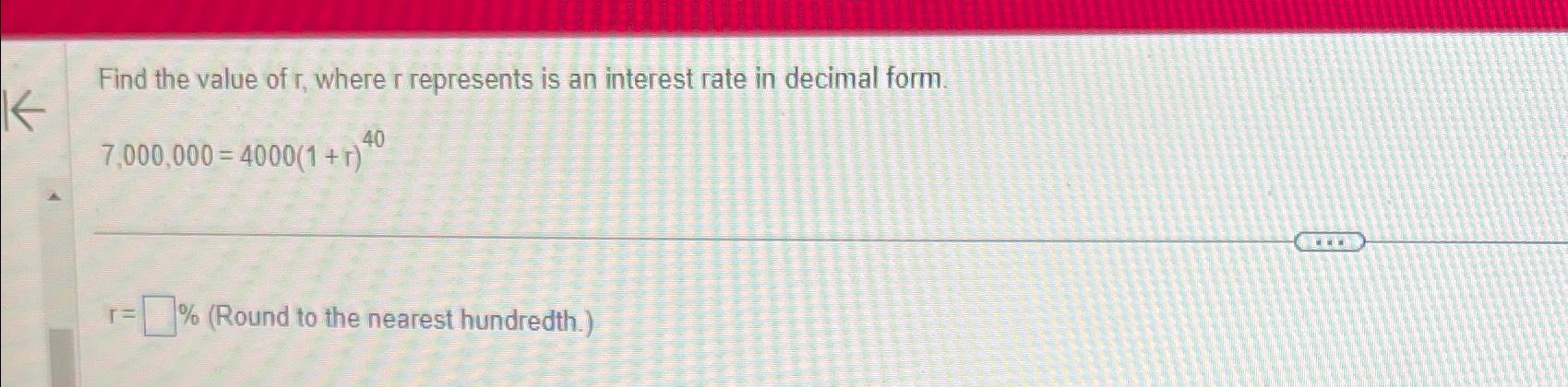 Solved Find the value of r, ﻿where r ﻿represents is an | Chegg.com