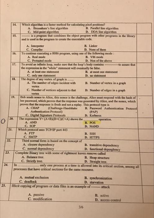Solved 18. 14. Which algorithm is a faster method for | Chegg.com