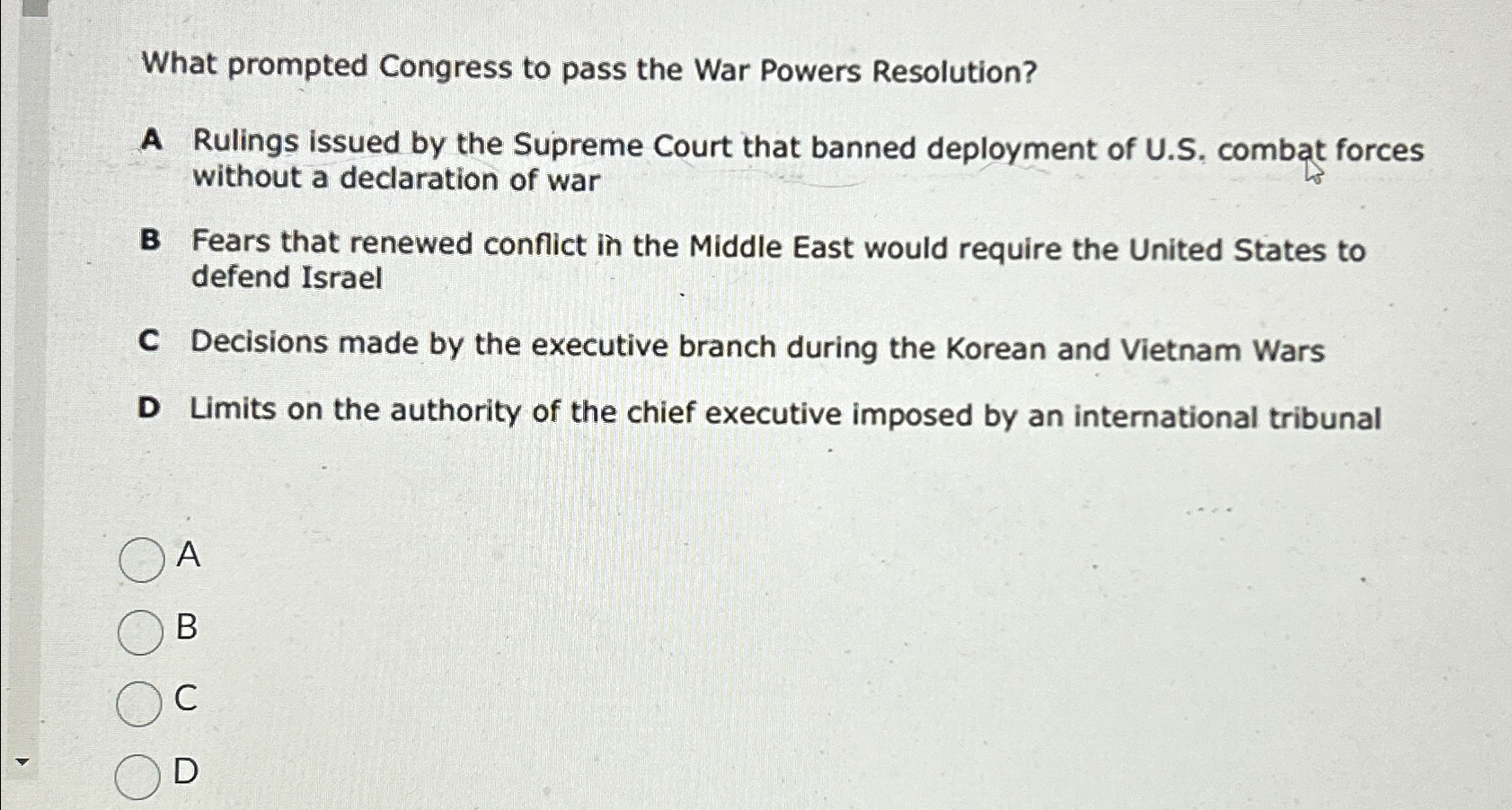 Solved What prompted Congress to pass the War Powers | Chegg.com