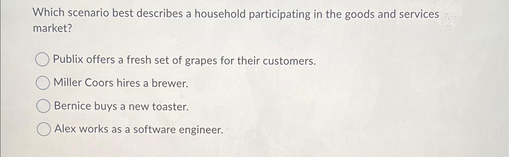 Solved Which Scenario Best Describes A Household | Chegg.com