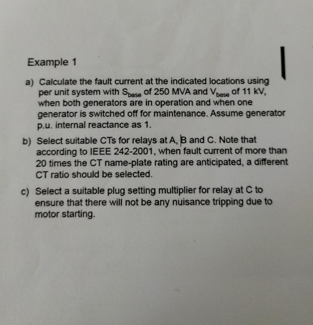 Solved Overcurrent Relay Examples Example 1 A part of a