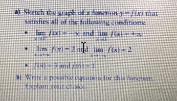 Solved Sketch the graph of a function y=f(x) that satisfies | Chegg.com