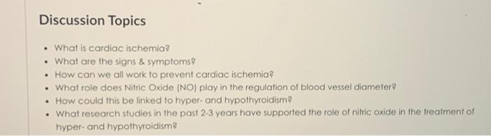 Solved Discussion Topics • What is cardiac ischemia • What | Chegg.com