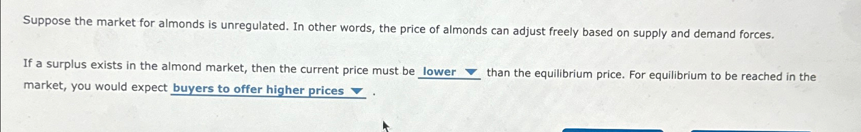 Solved Suppose the market for almonds is unregulated. In | Chegg.com