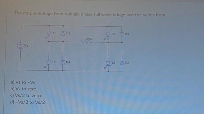 Solved The output voltage from a single phase full wave | Chegg.com
