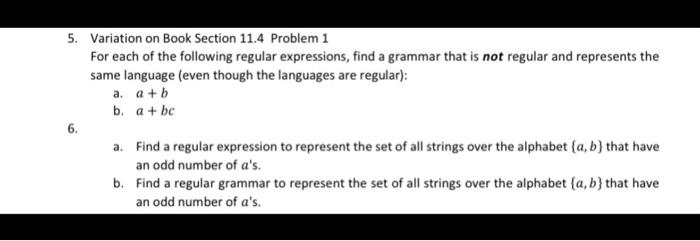 Solved 5. Variation on Book Section 11.4 Problem 1 For each | Chegg.com