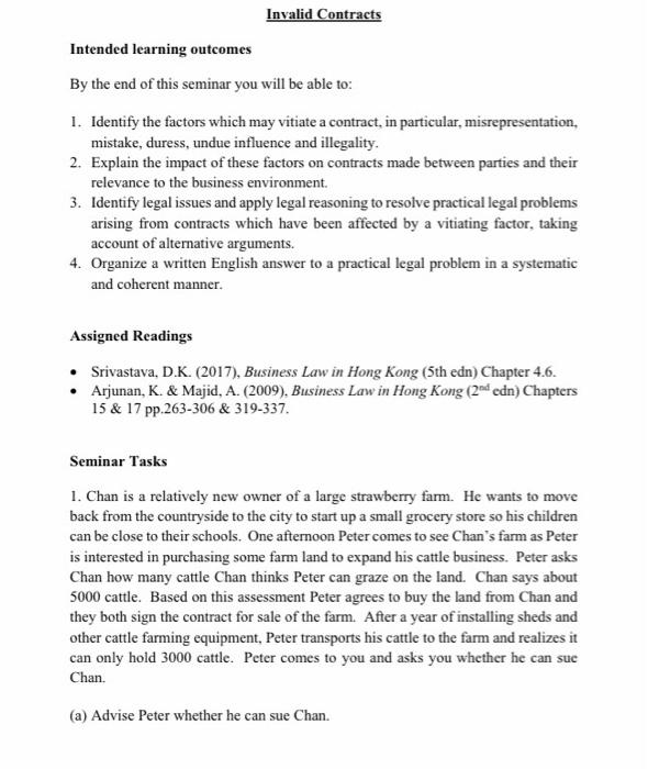 Solved Invalid Contracts Intended learning outcomes By the | Chegg.com