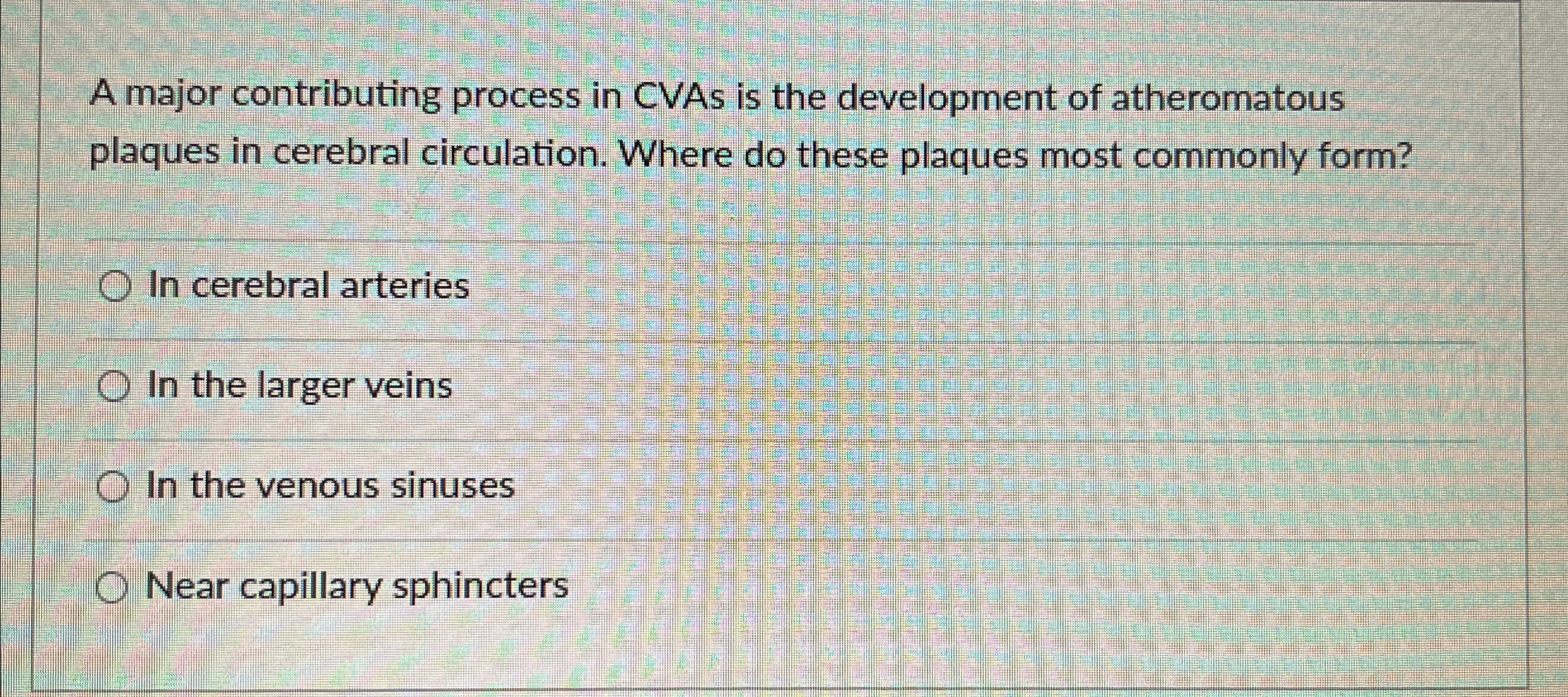 Solved A major contributing process in CVAs is the | Chegg.com