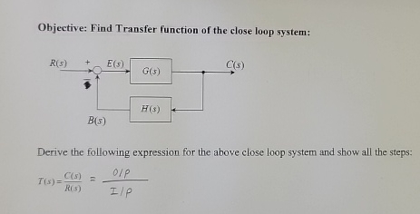 Solved Objective: Find Transfer function of the close loop | Chegg.com