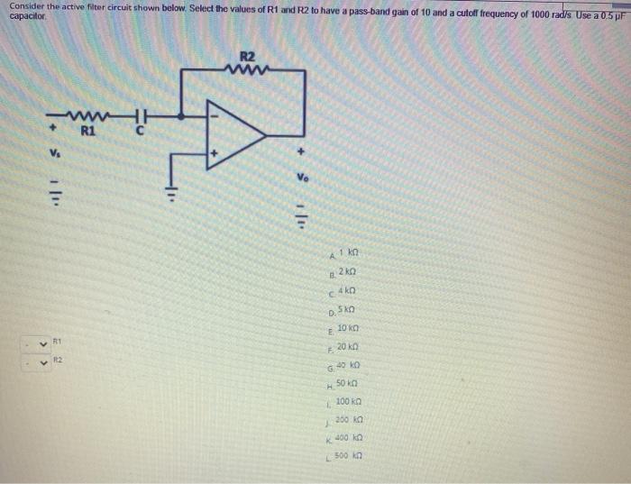 Solved Consider the active filter circuit shown below. | Chegg.com