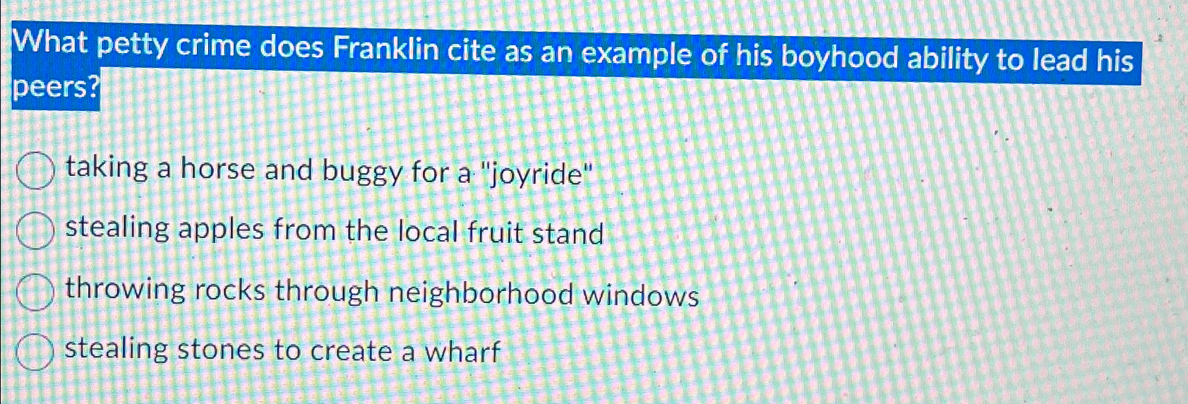 Solved What petty crime does Franklin cite as an example of | Chegg.com