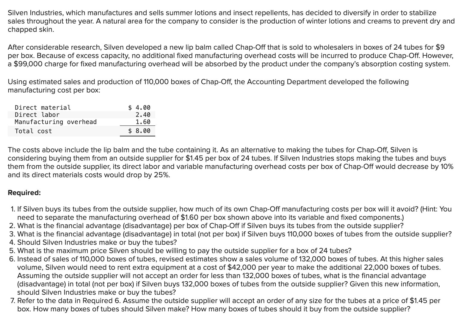 Solved Silven Industries, Which Manufactures And Sells | Chegg.com