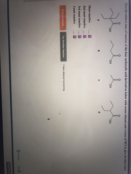 Solved Give the relative rates of reaction of the four | Chegg.com