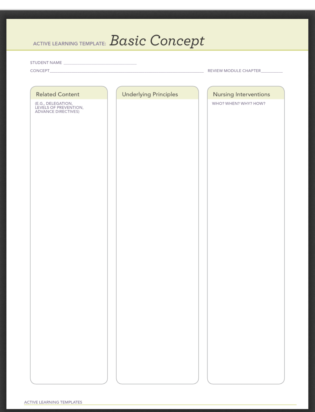 Solved Create a basic concept active learning template for Chegg com