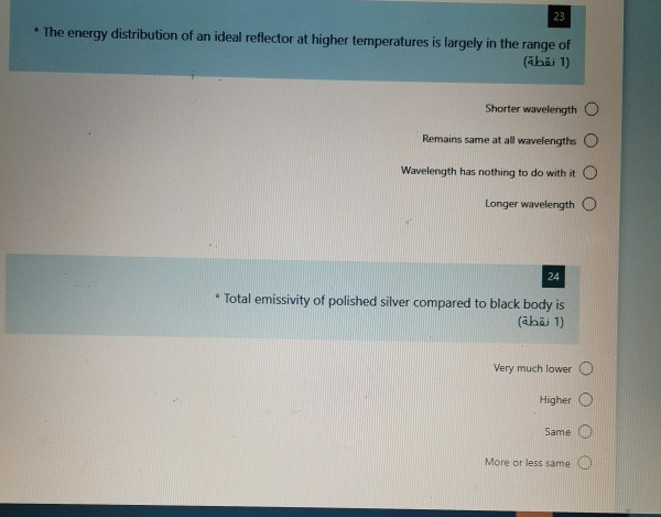 Solved 23 * The energy distribution of an ideal reflector at | Chegg.com