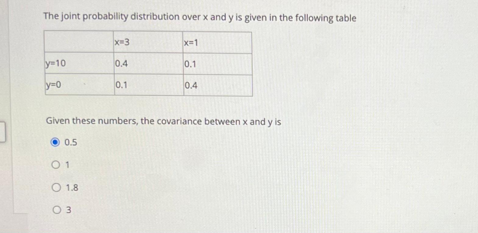 Solved The joint probability distribution over x ﻿and y ﻿is | Chegg.com