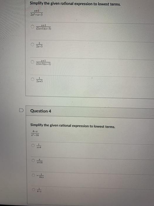 Solved Simplify the given rational expression to lowest | Chegg.com
