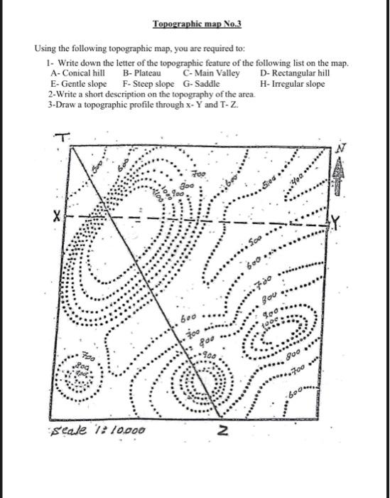 Solved Topographic map No.1 Using the following elevation | Chegg.com