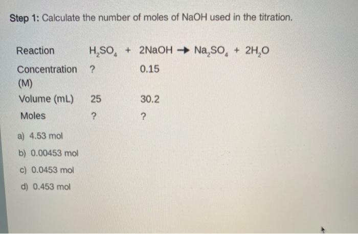 how to calculate the number of moles used in a titration